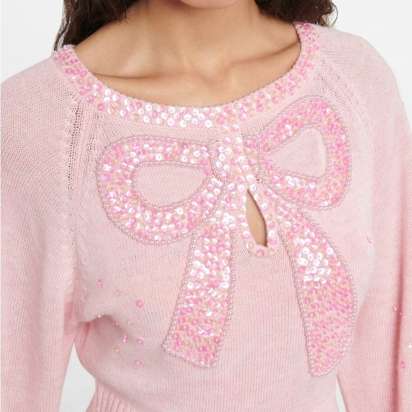 LoveShackFancy Bow Embellished Sweater